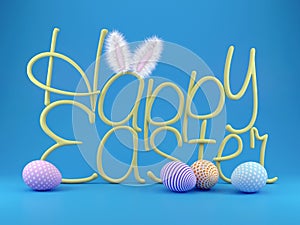 3D illustration with greetings of Happy Easter