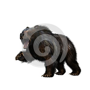 3D illustration of a grizzly bear in aggressive pose isolated on white
