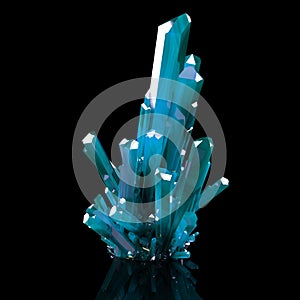 3d Illustration Of Grown Blue Shining Crystals