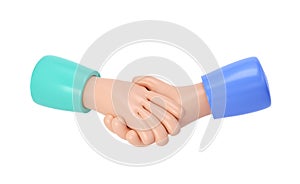 3d illustration hand. Deal icon. Cartoon character handshake. Business clip art isolated with clipping path