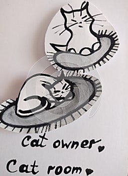 3d illustration hand drawing cat portrait fra