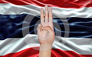 3d Illustration of a hand showing 3 fingers, a political symbol, as an act of resistance against Military