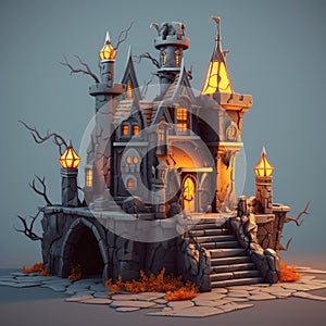 3d illustration of a haunted castle