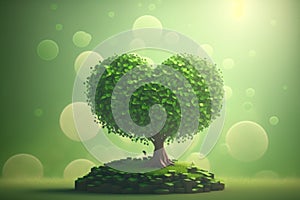 3d illustration of A heart-shaped tree with small leaves.