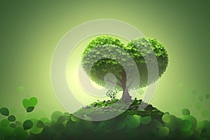 3d illustration of A heart-shaped tree with small leaves.