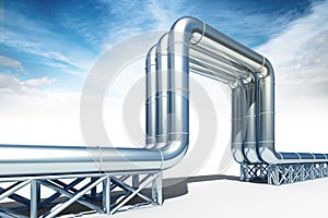 3d illustration of the high pressure oil ang gas pipeline isolat