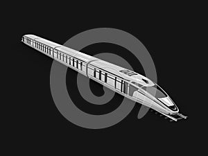 3d illustration of High speed commuter train, isolated black