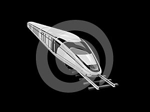3d illustration of High speed commuter train, isolated black