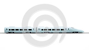 3d illustration of a high-speed passenger train, subway. Monochrome design elements isolated on white background, high