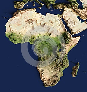 3d illustration of a highly detailed map of Africa.