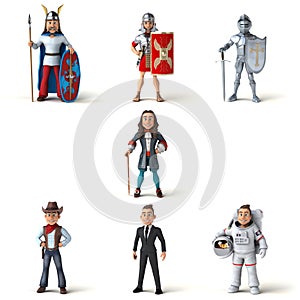 3D Illustration of historic figures