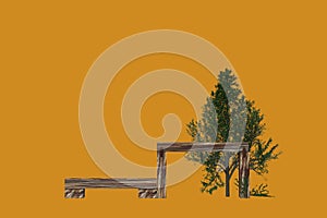 3D Illustration: Historic Stone Resting Bench in Frankfurt - Main, Germany, Hesse