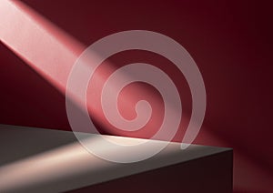 3D illustration of horizontally divided red and beige background lit by diagonal light stripe