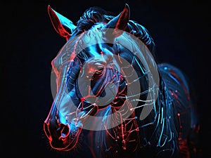 3D illustration of a horse with a circulatory system on a black background