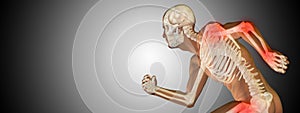 3D illustration human man anatomy or health design, joint or articular pain, ache or injury