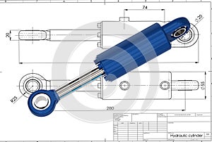 3d illustration of hydraulic cylinder