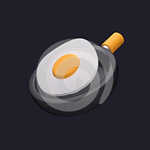 3d illustration icon egg pan kitchen tools 3d render isolated