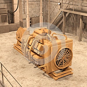 3d-illustration of a industry power generator machine