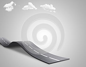 3d illustration of infinite road with grey background. road with cloud. motorways path.