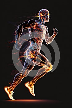 3d illustration of the inner energy of a running man