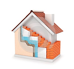 3d illustration of insulation of external walls