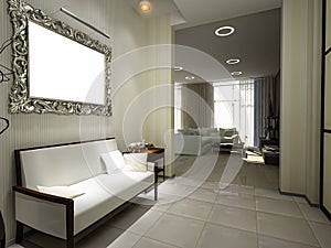 3d illustration of the interior design of an apartment hall in a modern classic style. Render hall for presentation