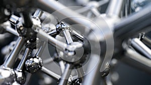 3D illustration of iron molecule made of stainless steel