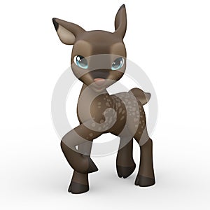 3D-Illustration of an Isolated Funny Cartoon Deer