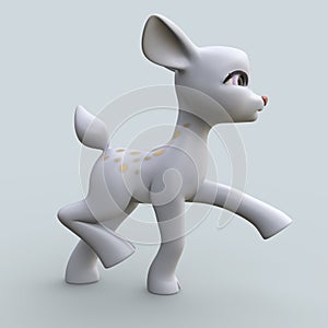 3D-Illustration of an Isolated Funny Cartoon Deer