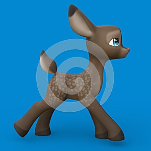 3D-Illustration of an Isolated Funny Cartoon Deer