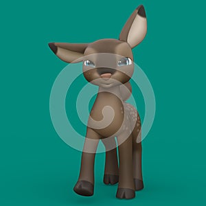 3D-Illustration of an Isolated Funny Cartoon Deer