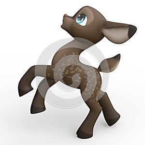 3D-Illustration of an Isolated Funny Cartoon Deer
