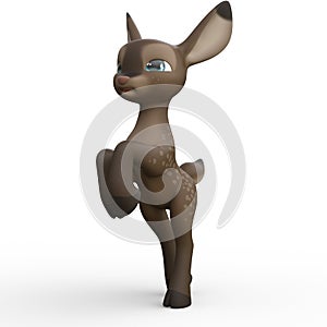 3D-Illustration of an Isolated Funny Cartoon Deer