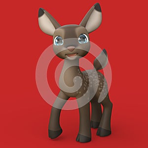 3D-Illustration of an Isolated Funny Cartoon Deer