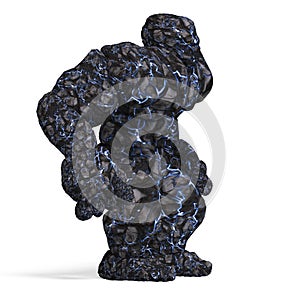 3d-illustration of an isolated giant fantasy stone golem creature