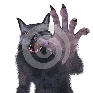 3d-illustration of an isolated giant fantasy werewolf creature