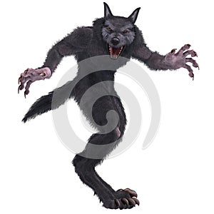 3d-illustration of an isolated giant fantasy werewolf creature