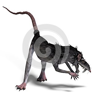 3d-illustration of an isolated giant monster rat creature