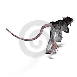 3d-illustration of an isolated giant monster rat creature