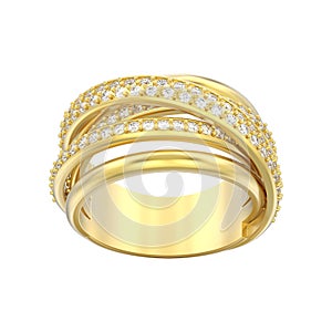 3D illustration isolated gold decorative diamond criss cross ring