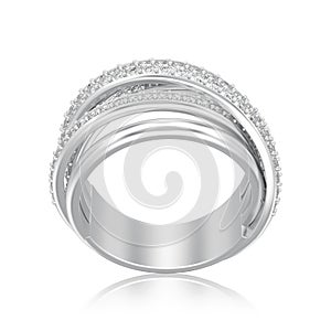 3D illustration isolated silver decorative diamond criss cross r