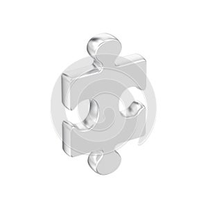 3D illustration isolated silver puzzle