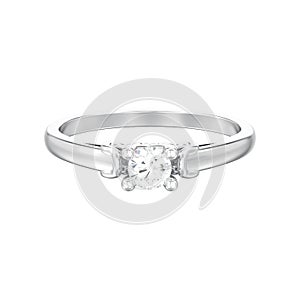 3D illustration isolated white gold or silver solitaire wedding