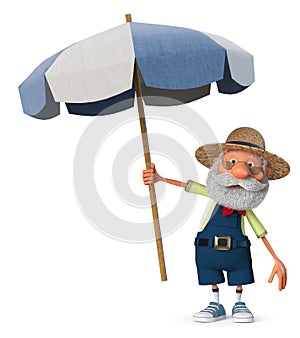 3d illustration Jolly farmer is resting