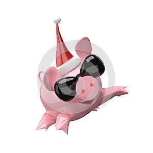 3D Illustration Jumping New Year Pig