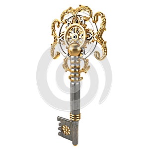 3d illustration key fantasy in the style of steampunk on an isolated white background