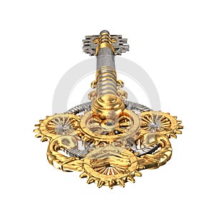 3d illustration key fantasy in the style of steampunk on an isolated white background