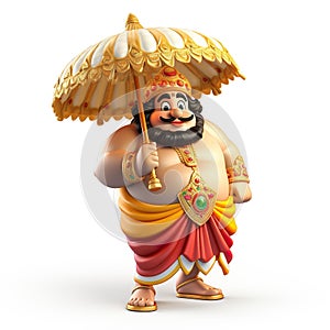 3D illustration of King Mahabali, a mythological character, an icon of Onam festival of Kerala