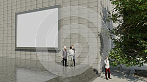 3D illustration large outdoor billboard at business center