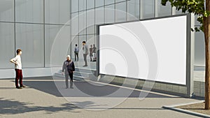 3D illustration large outdoor billboard on street near business center